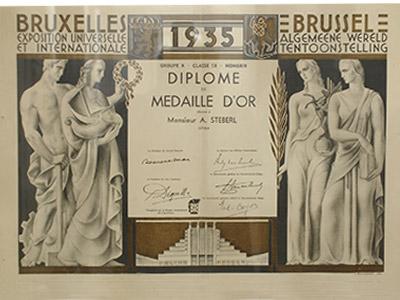 Brussels World fair gold medal certificate 1935
