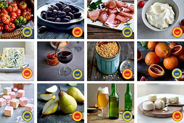 a collage of food and drinks with geographical indications