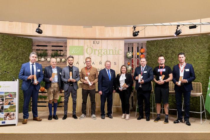 2022 EU Organic Awards winners with EU Commissioner for agriculture, Janusz Wojciechowski